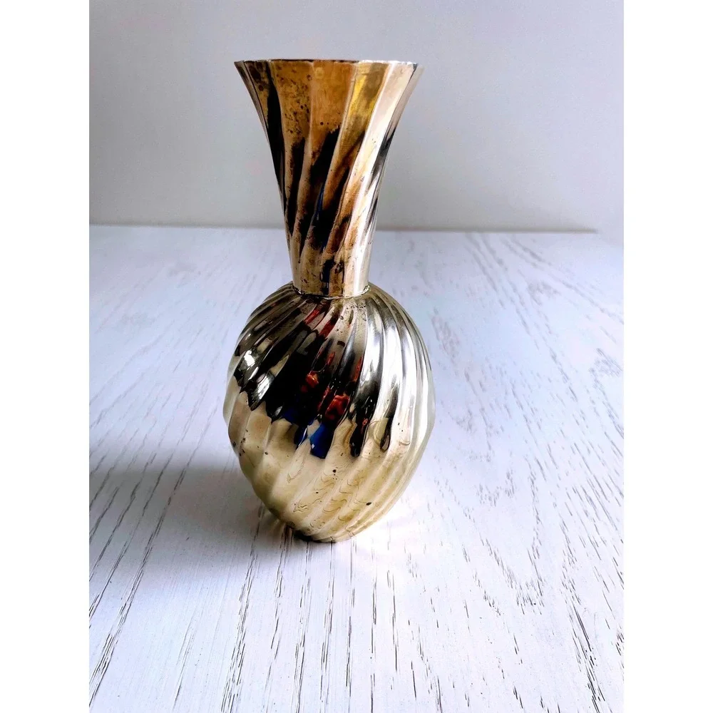 Vintage Swirl Design Brass Vase Made in India‎